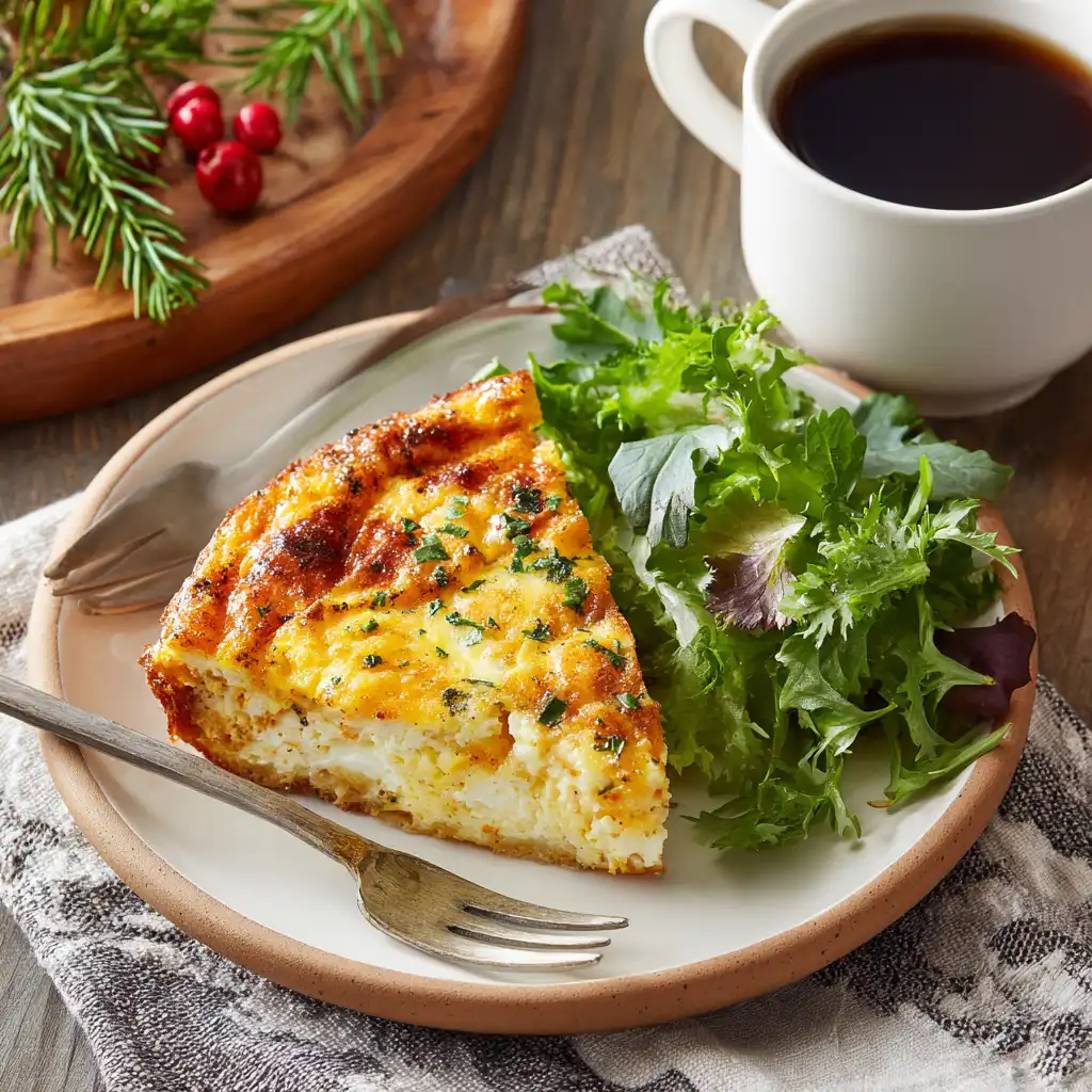 serving egg bake with cottage cheese and spinach