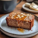 Sliced flourless banana bread with almond butter
