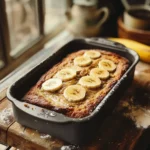 Sliced banana loaf from bread maker served on plate