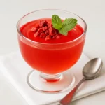 Served clean fluffy strawberry protein jello in glass