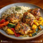 Served boneless chicken thighs from air fryer