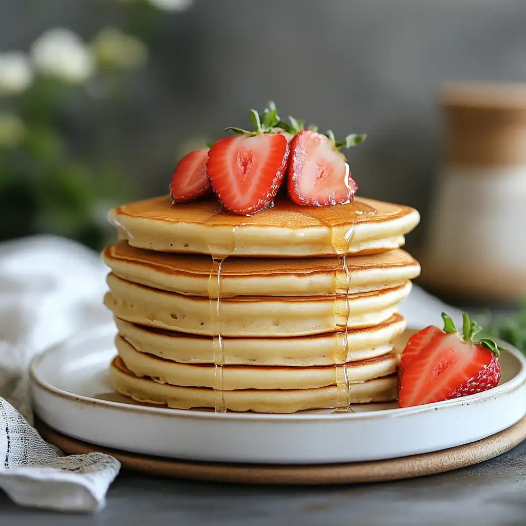 Recipe card high protein pancakes with nutrition info