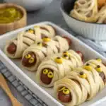 Mummy Hot Dog Bites with Mustard Eyes