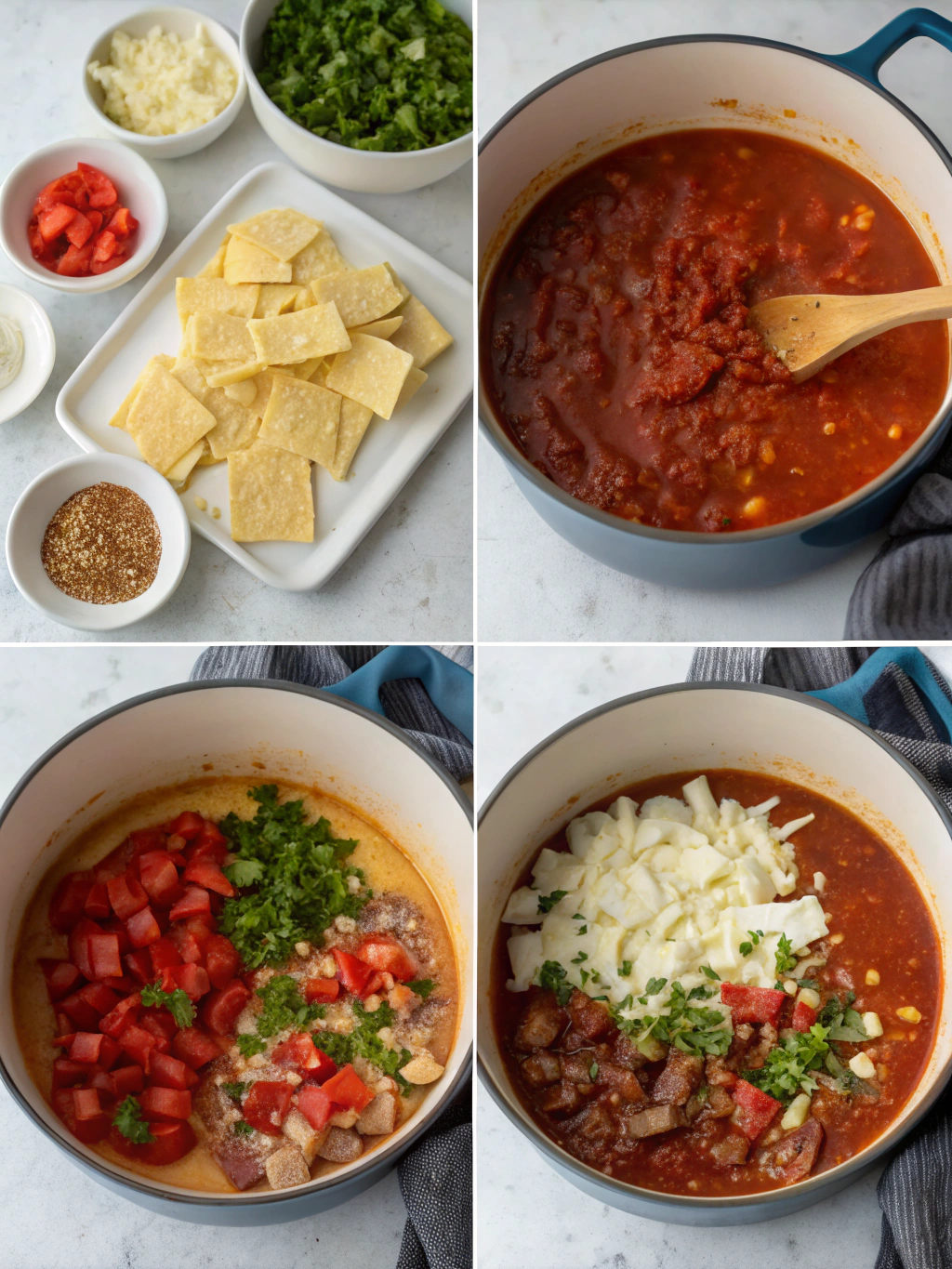 Mexican‑Style Lasagna Soup preparing steps