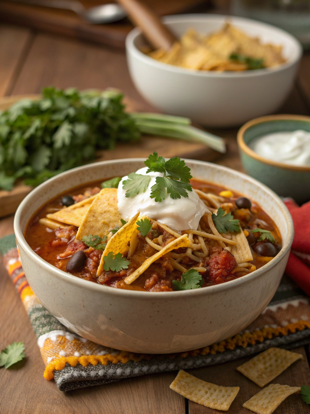 Mexican‑Style Lasagna Soup with Chorizo & Corn