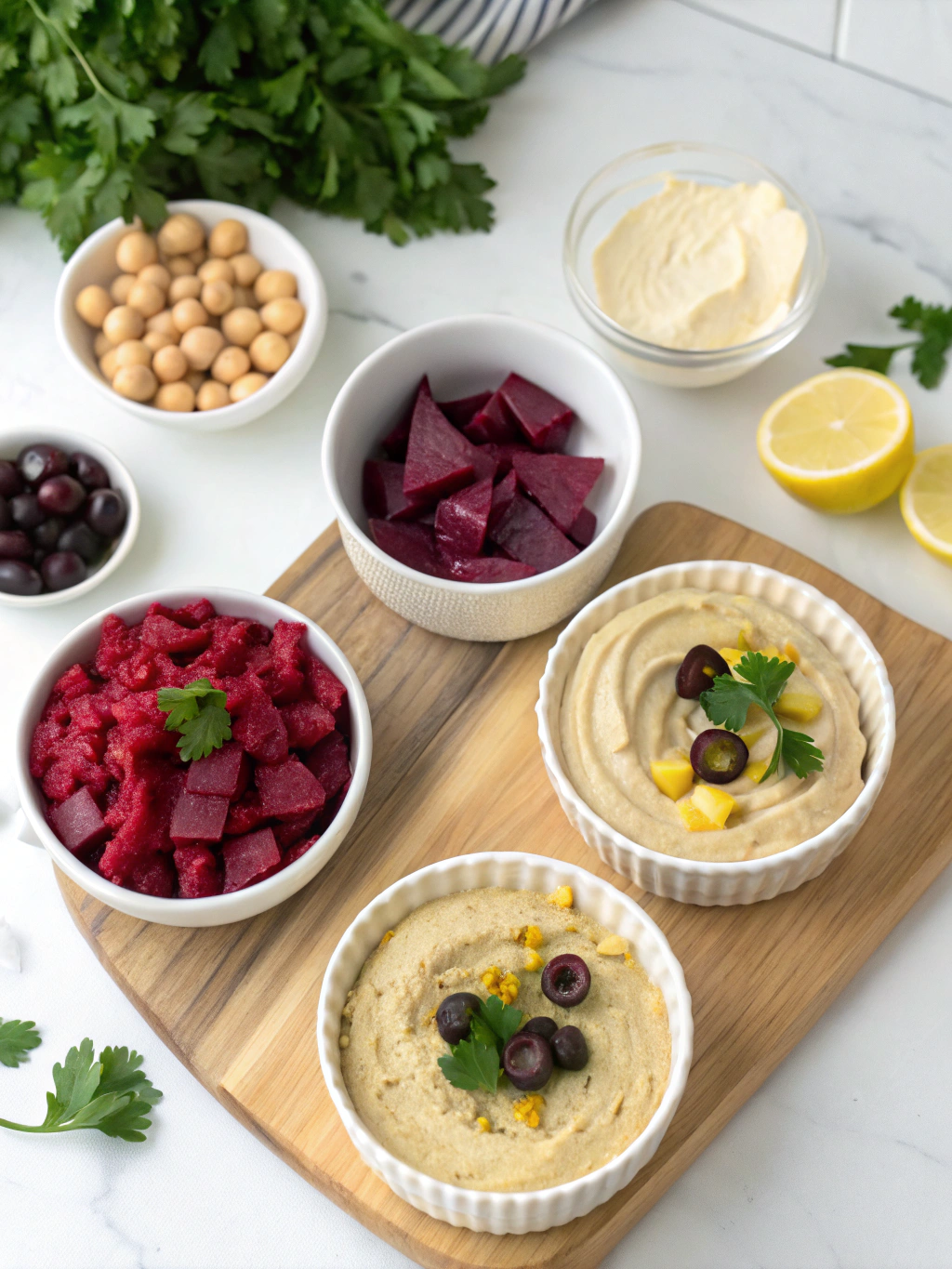 Bloody Beet Hummus Cups preparing steps