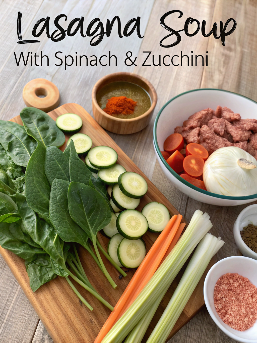 “Lasagna Soup with Spinach & Zucchini” ingredients