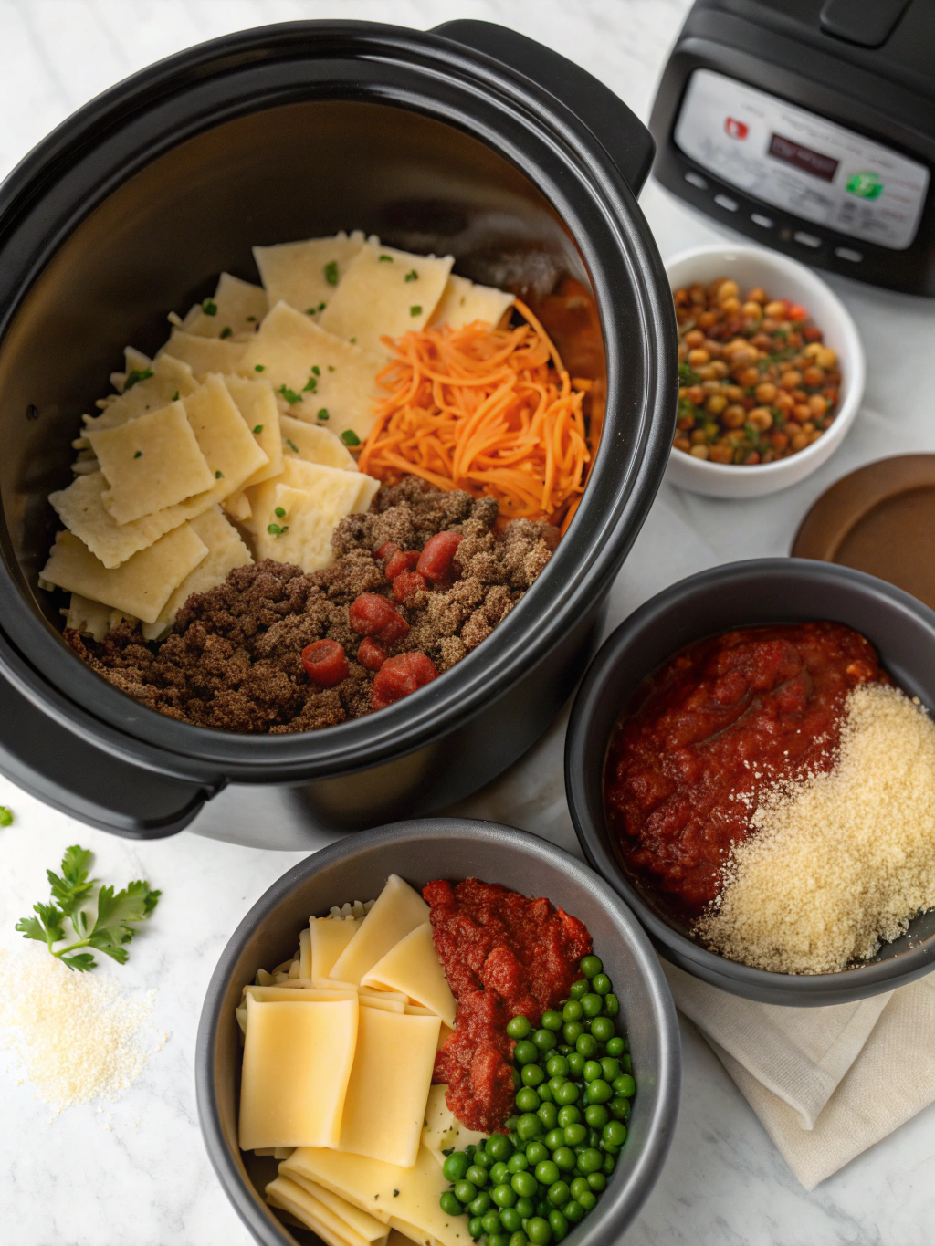 “Slow Cooker Lasagna Soup” preparing steps