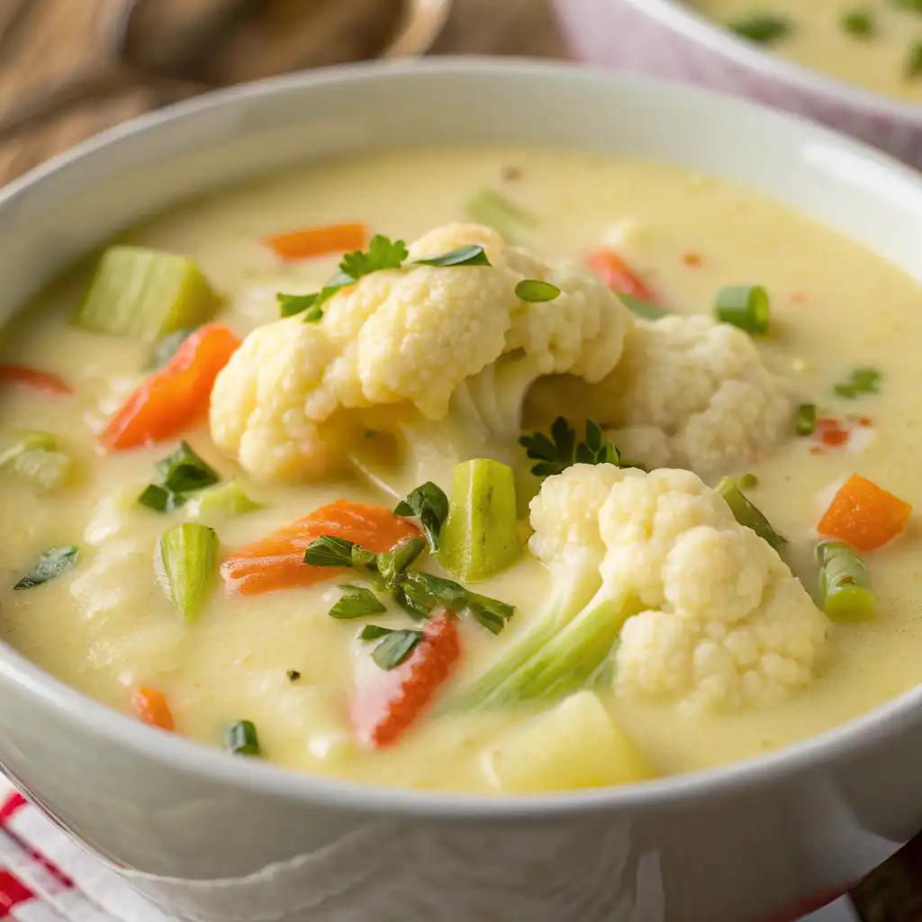 Bowl of creamy cauliflower soup