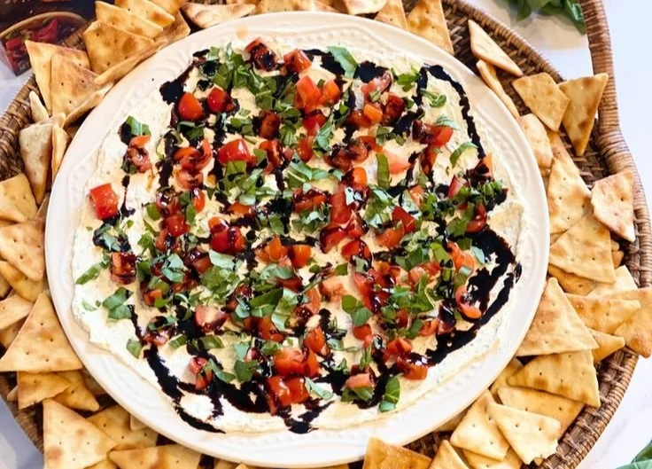 Tasty Bruschetta Dip served with crunchy bread slices