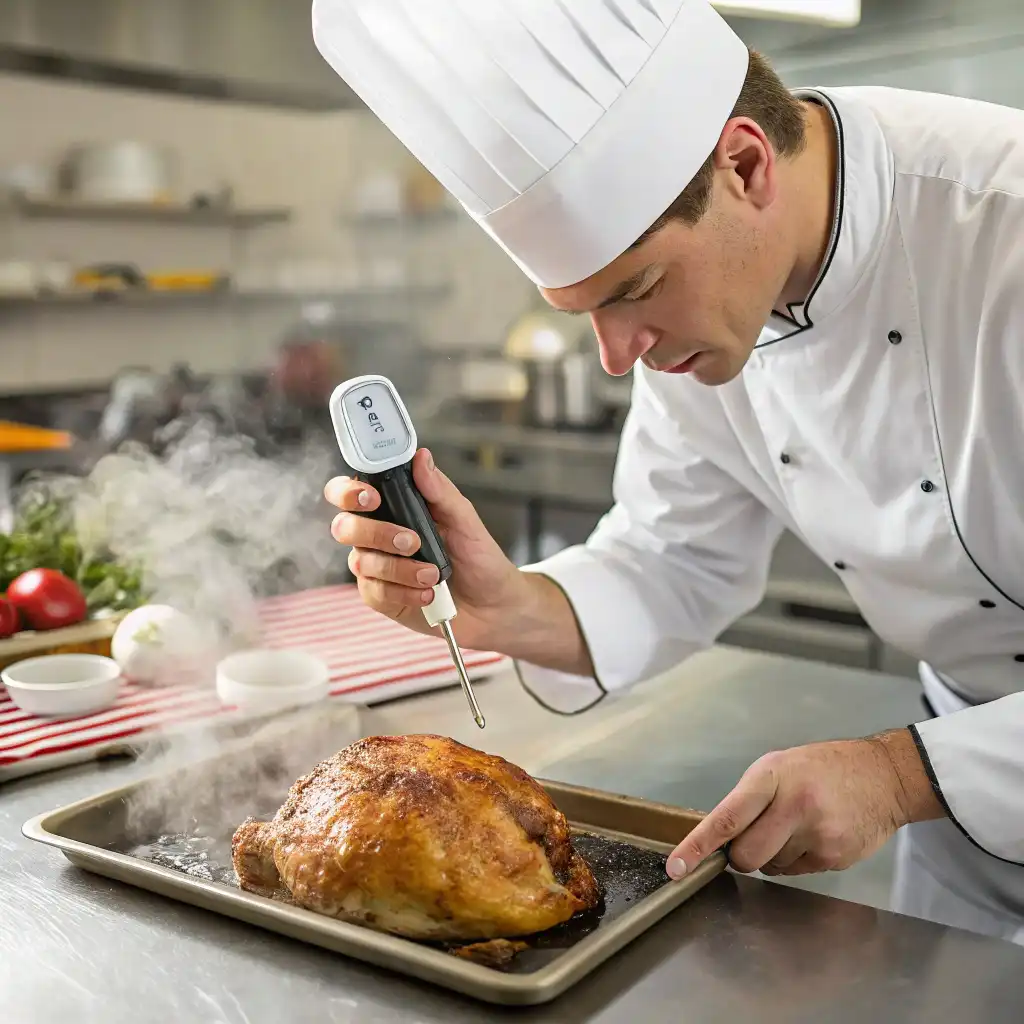 checking chicken thigh temperature 165°F