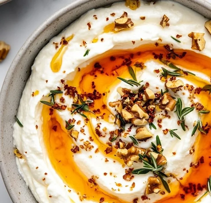 Delicious ricotta dip recipe topped with hot honey, perfect for appetizers.