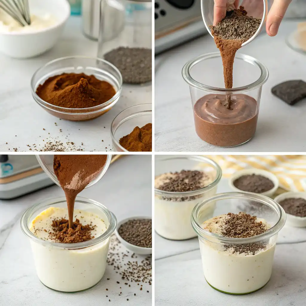 step by step cottage cheese chocolate mousse process