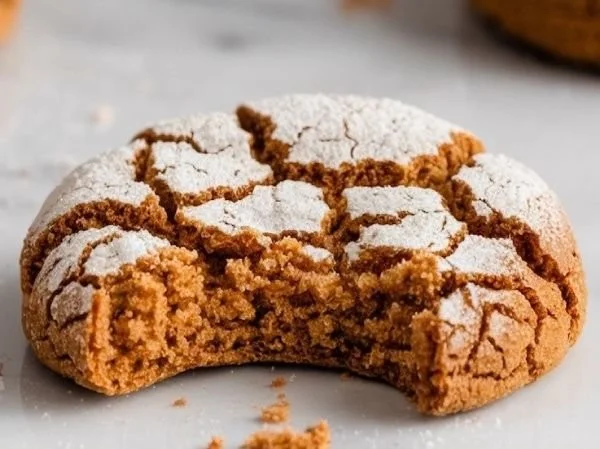 Delicious Gingerbread Crinkle Cookies with powdered sugar topping