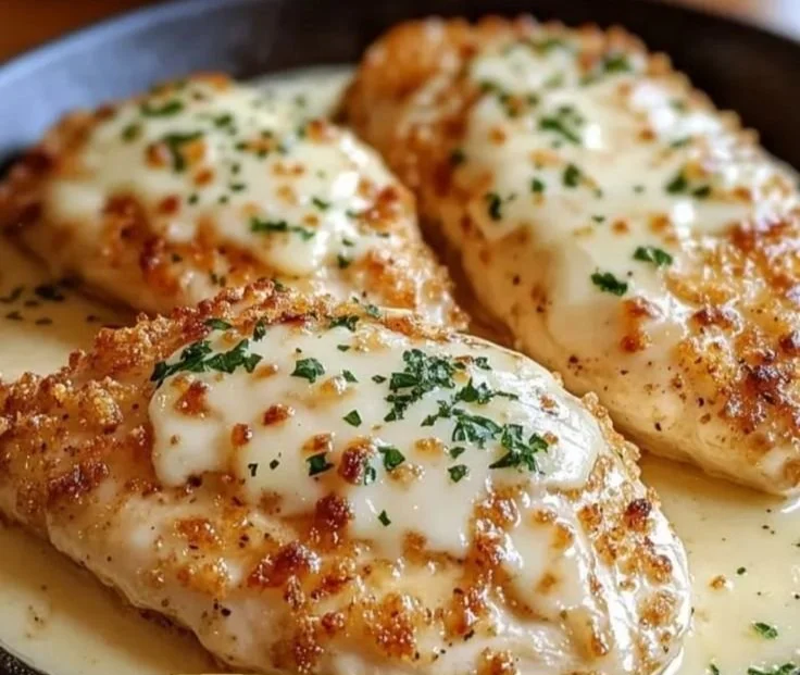Delicious Parmesan Chicken from Longhorn Steakhouse served with sides.