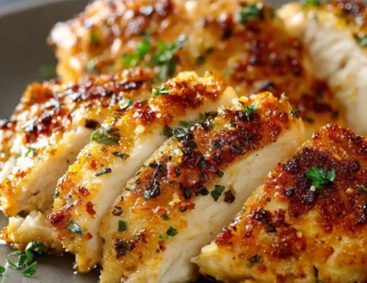 Deliciously cooked melt-in-your-mouth chicken breast on a plate