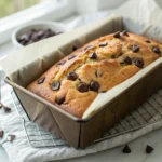 chocolate chip zucchini bread loaf with melty chips