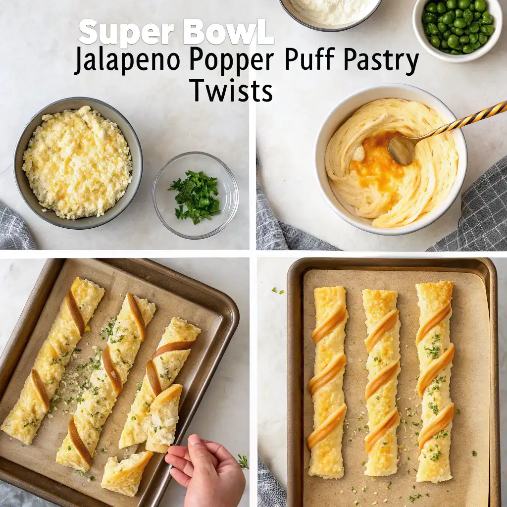 Super Bowl Jalapeño Popper Puff Pastry Twists