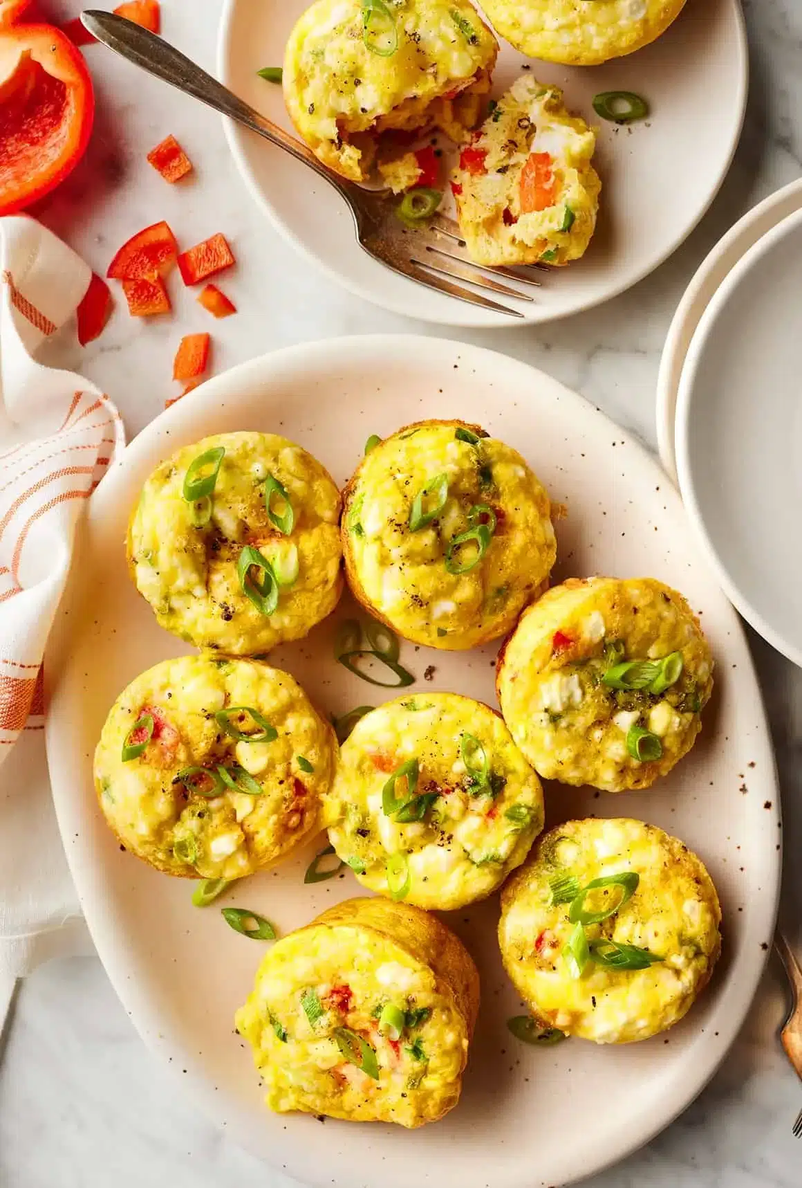 Healthy breakfast egg muffins in a muffin tin, ready to be served.