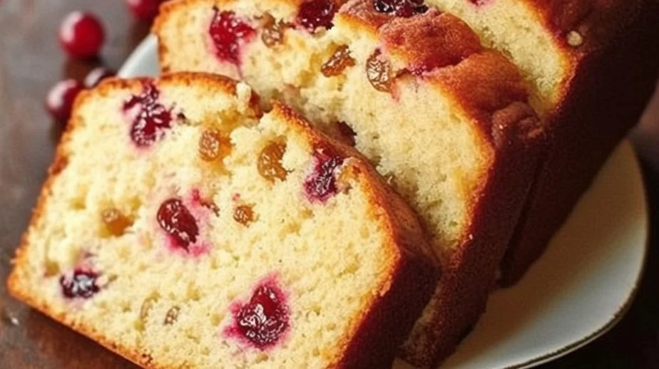 Freshly baked Cranberry Orange Mini Loaves on a wooden table