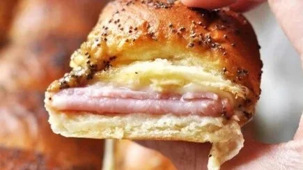 Ham and Havarti Cheese Sliders served on a platter