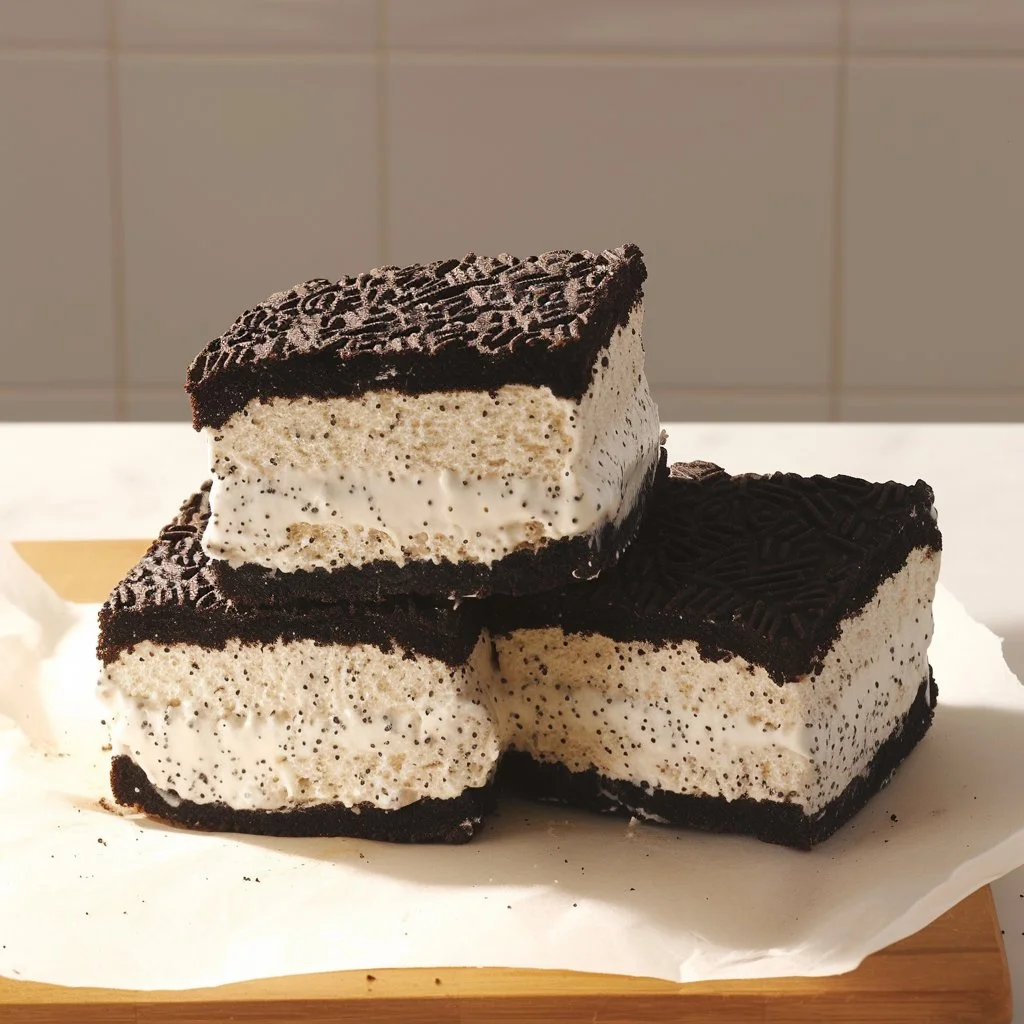 Delicious OREO ice cream sandwiches with creamy filling and chocolate cookies
