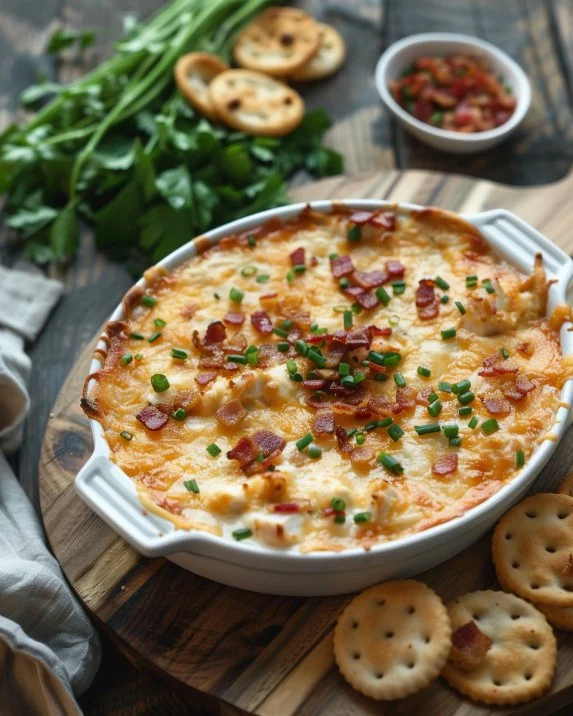 Creamy Warm Crack Chicken Dip served in a bowl with herbs