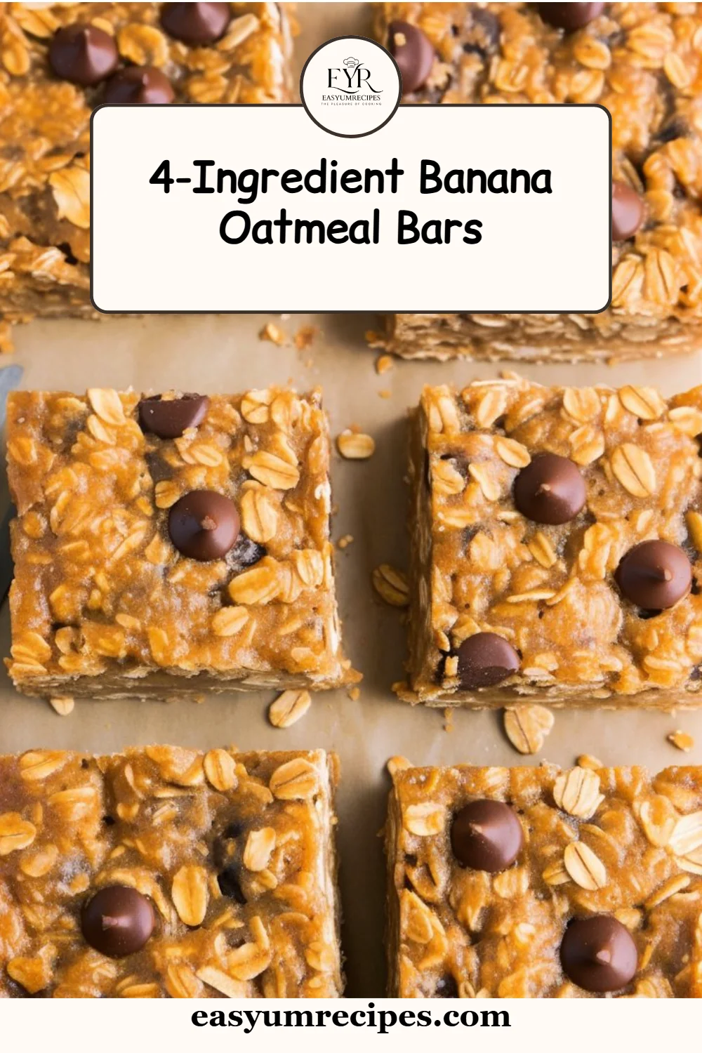 Healthy banana oatmeal bars made with just 4 ingredients