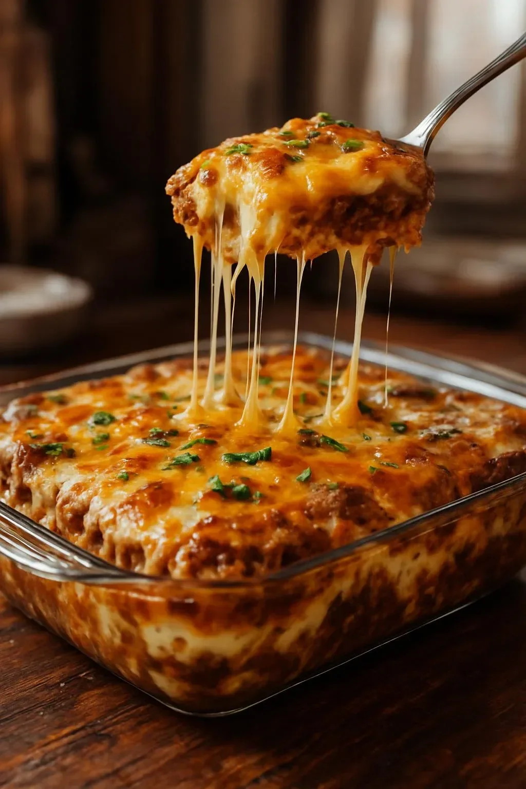 Delicious Cattle Drive Casserole dish served in a rustic setting