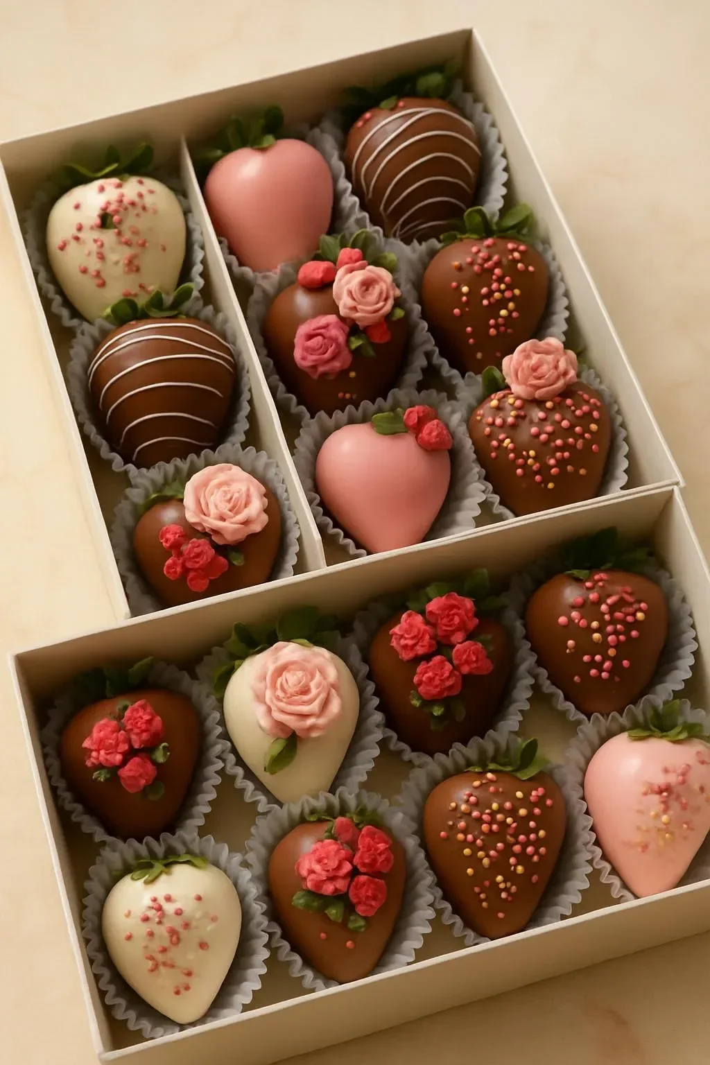 Delicious chocolate covered strawberries on a white plate