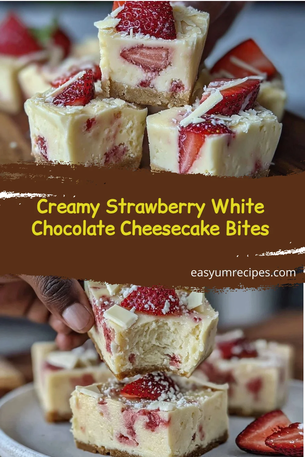Creamy Strawberry White Chocolate Cheesecake Bites
