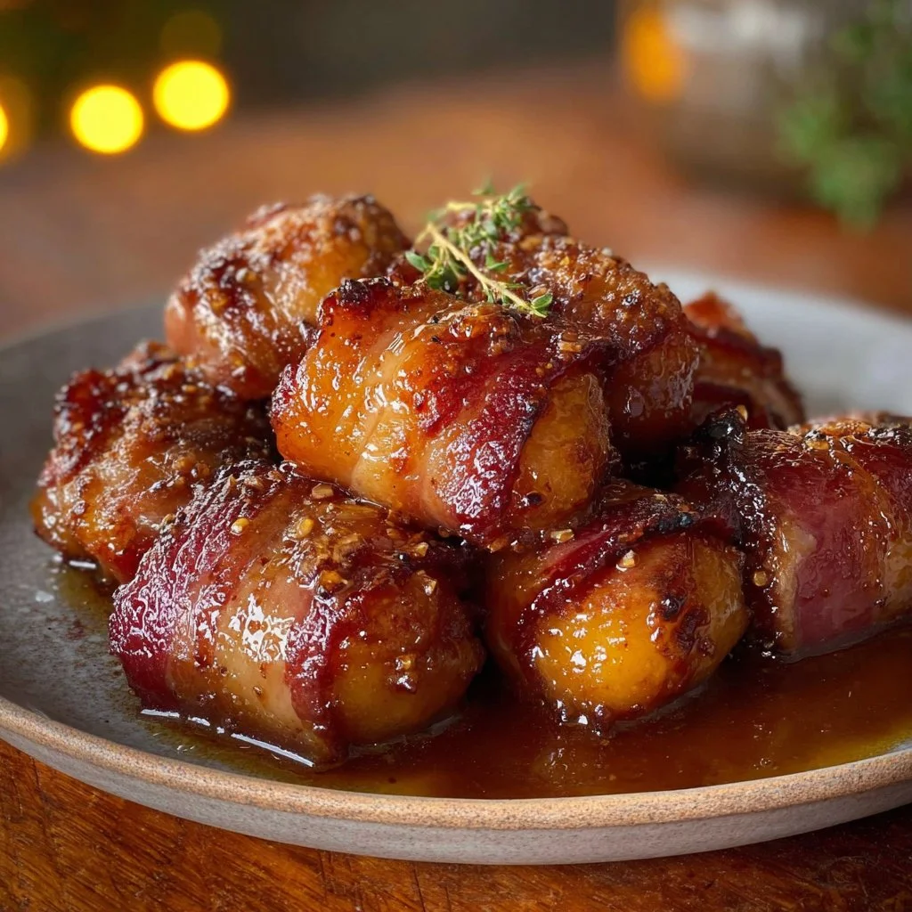 Crispy Bacon Wrapped Water Chestnuts Recipe with Brown Sugar Glaze