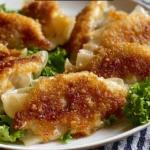 Crispy cabbage dumplings served with dipping sauce