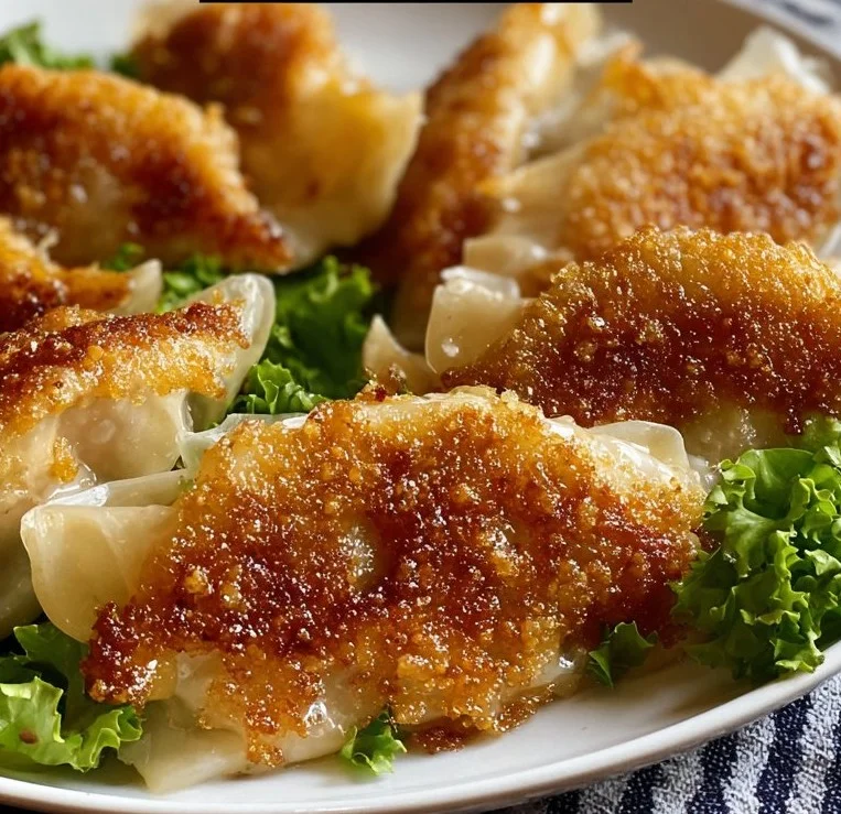 Crispy cabbage dumplings served with dipping sauce