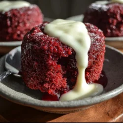 Decadent red velvet crockpot lava cake served with a chocolate drizzle