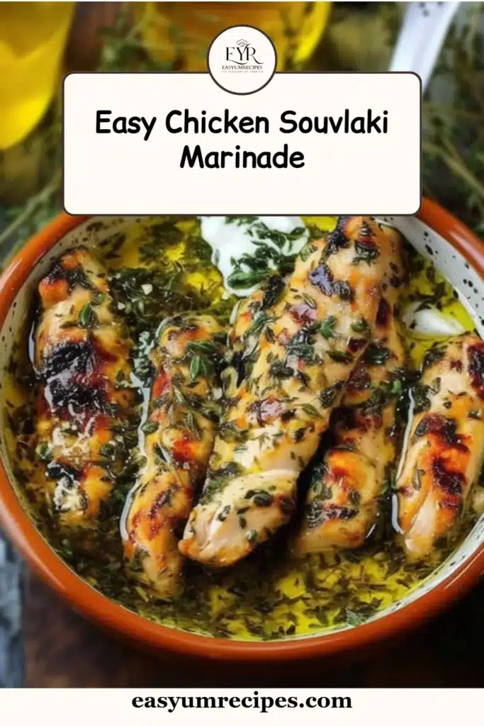 Delicious chicken souvlaki skewers marinated with flavorful spices
