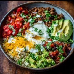 Easy low carb burrito bowl packed with protein for a quick breakfast option