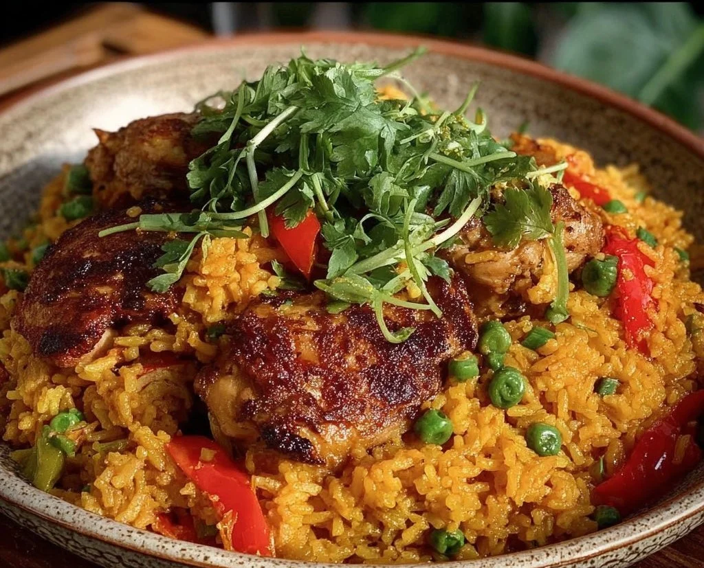 Delicious one-pot Spanish rice with tender chicken and vibrant spices