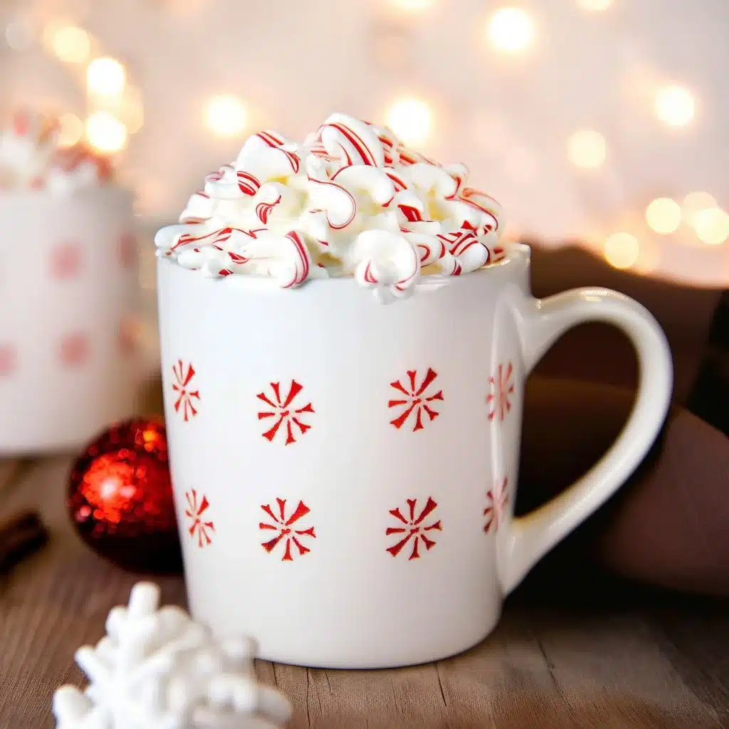 Delicious homemade peppermint hot chocolate in a festive mug