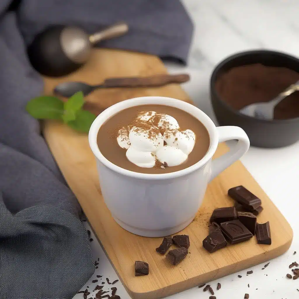 Delicious cup of French hot chocolate topped with whipped cream and chocolate shavings.