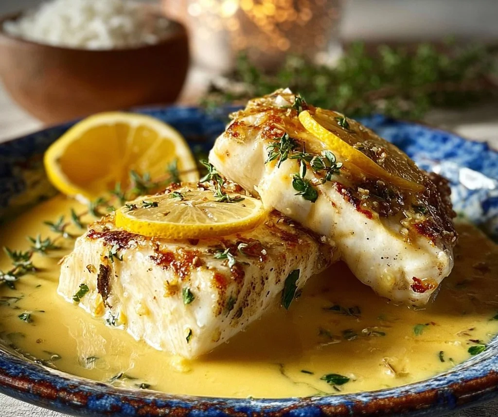 Halibut with Zesty Lemon Butter Sauce