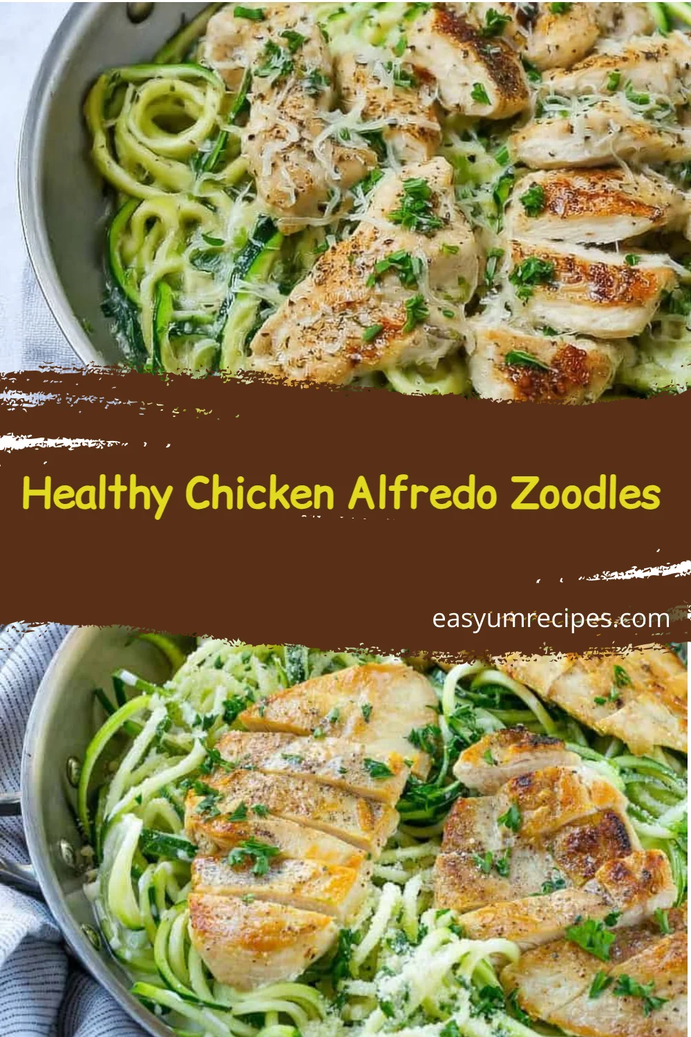 Healthy Chicken Alfredo Zoodles