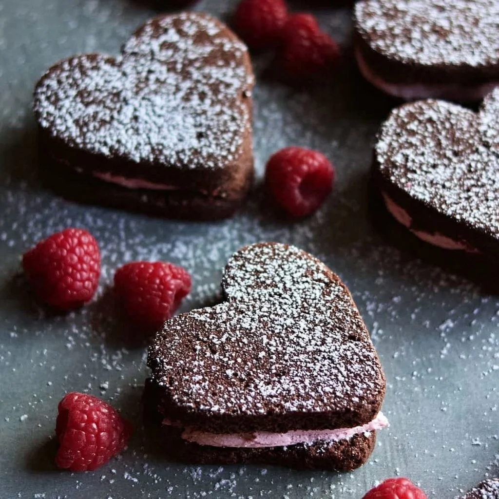 Heart shaped brownies decorated with chocolate and sprinkles