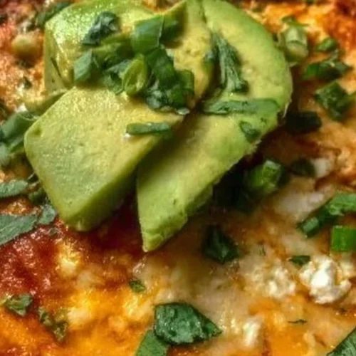 High protein cottage cheese enchilada bowl with colorful toppings