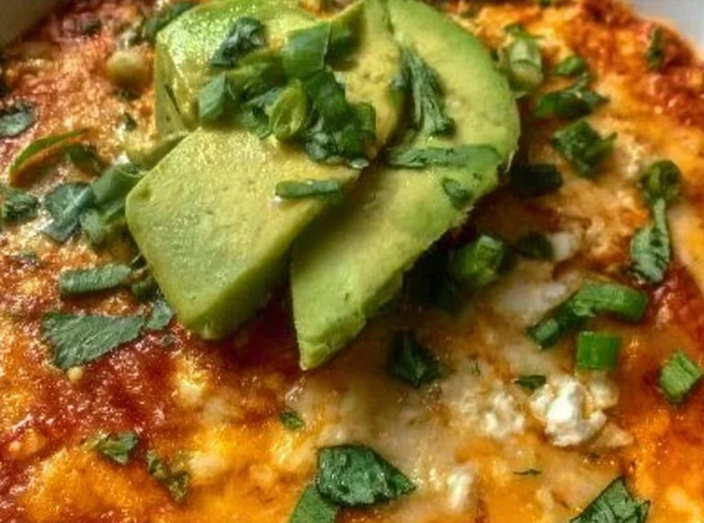 High protein cottage cheese enchilada bowl with colorful toppings