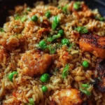 Delicious high protein crispy garlic chicken served over fried rice.
