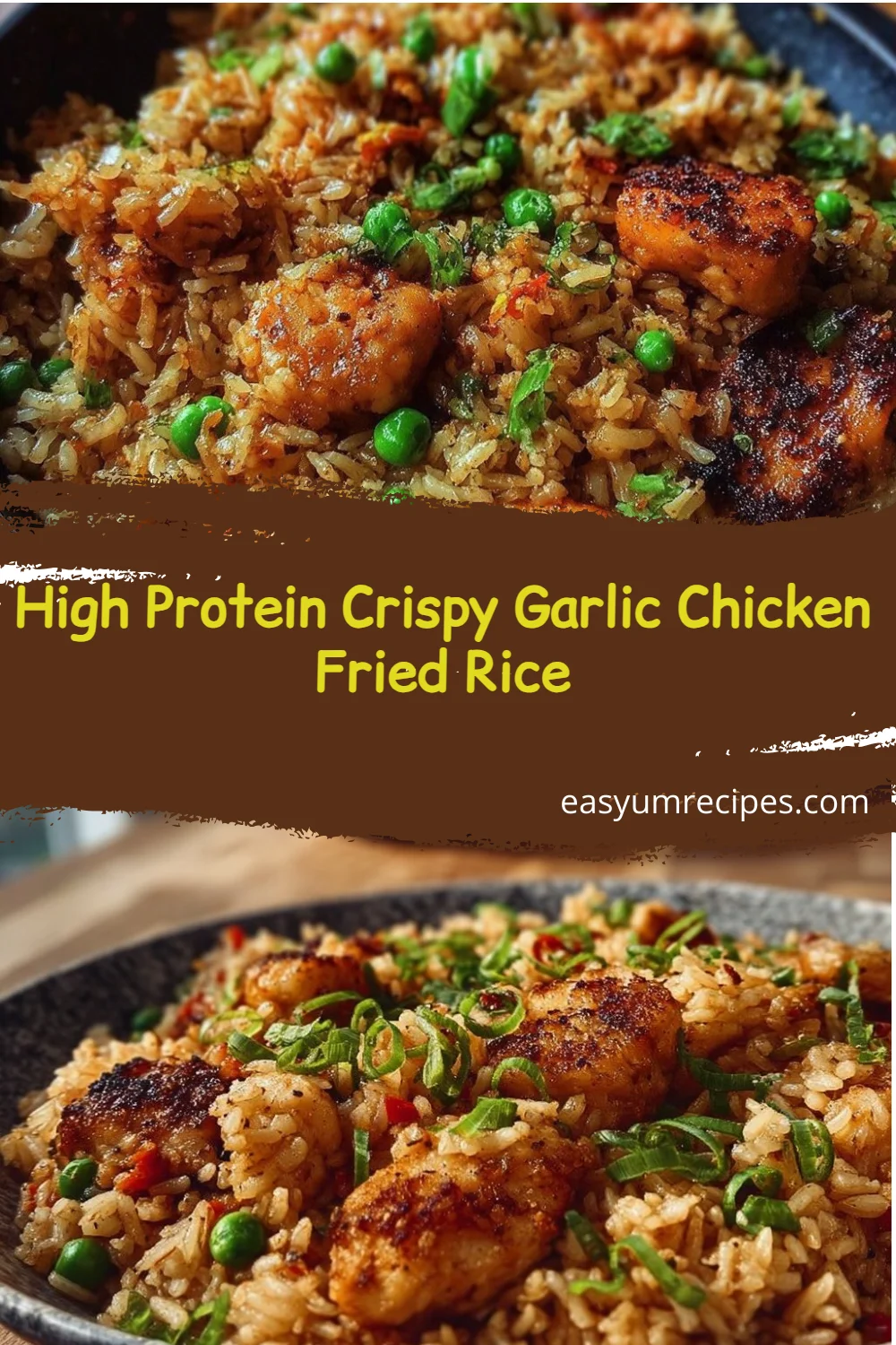 High Protein Crispy Garlic Chicken Fried Rice
