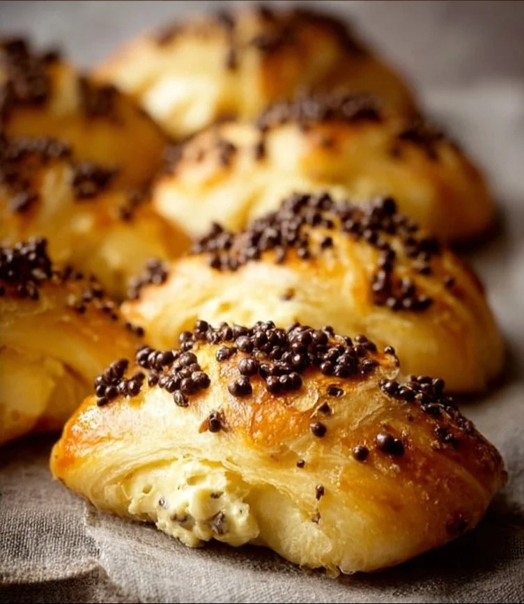 Decadent chocolate chip brioches with rich custard filling