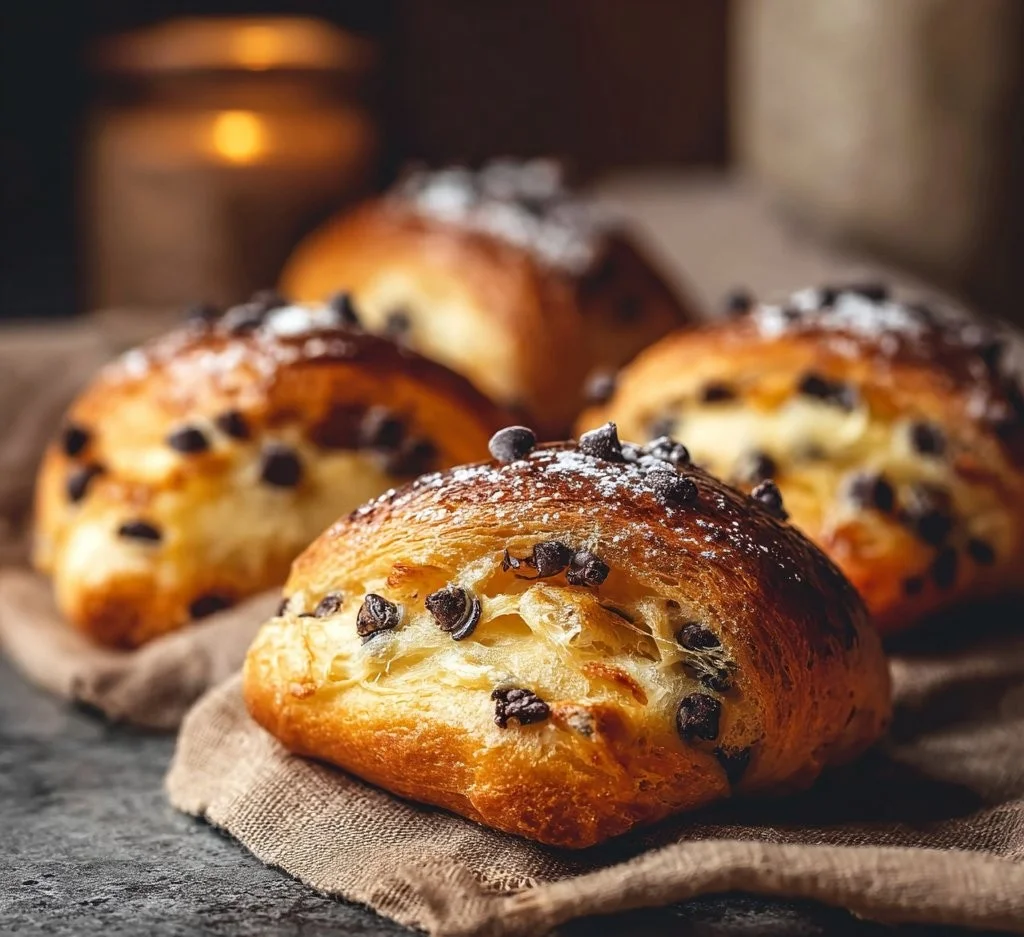 Indulgent Chocolate Chip Custard Brioches
