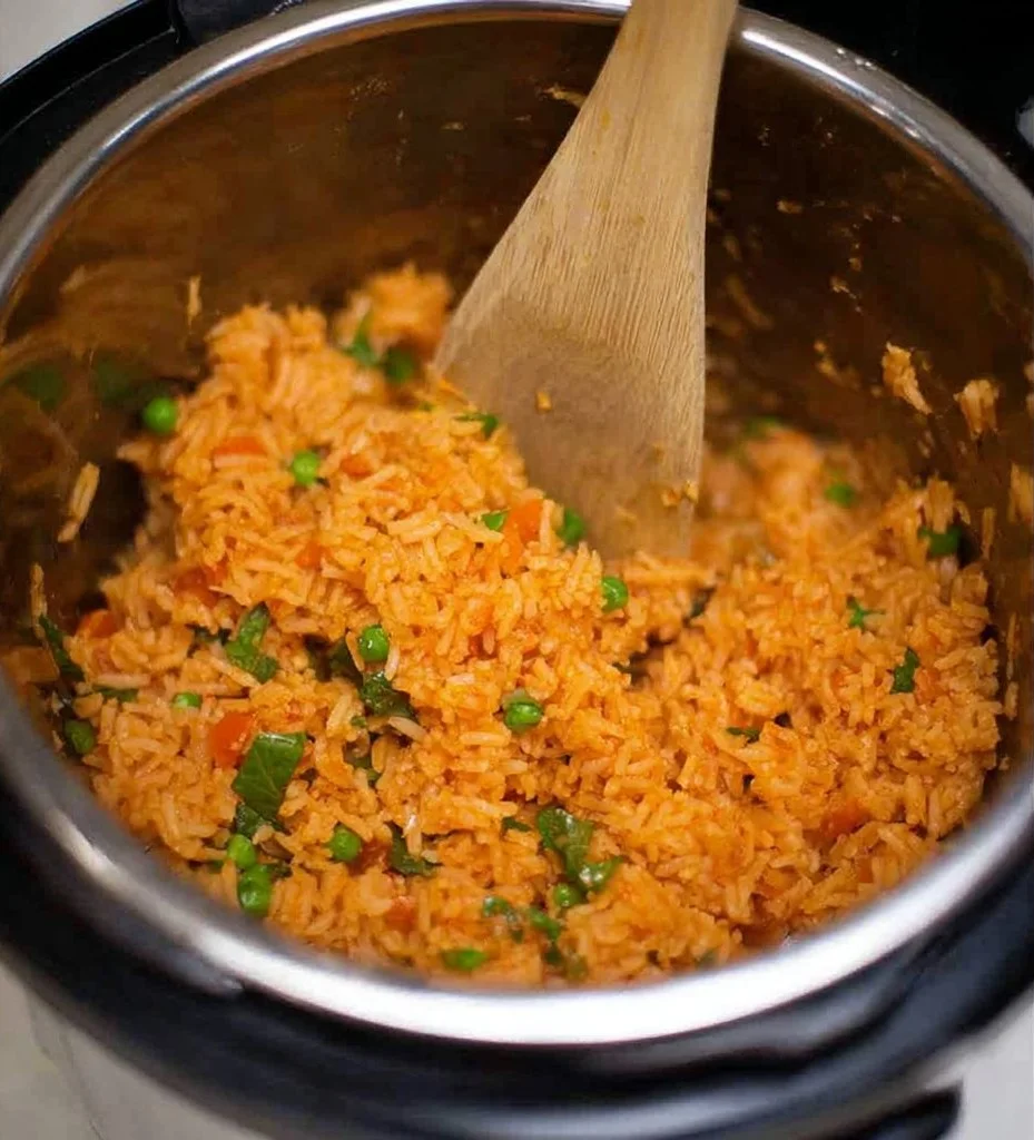 Bowl of authentic Instant Pot Mexican rice with vibrant colors and herbs.